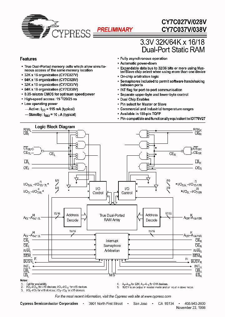 CY7C027V_212398.PDF Datasheet