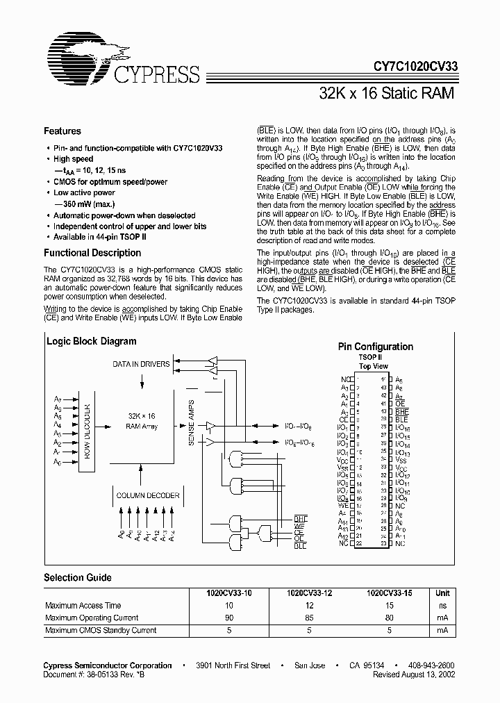 CY7C1020CV33_259115.PDF Datasheet