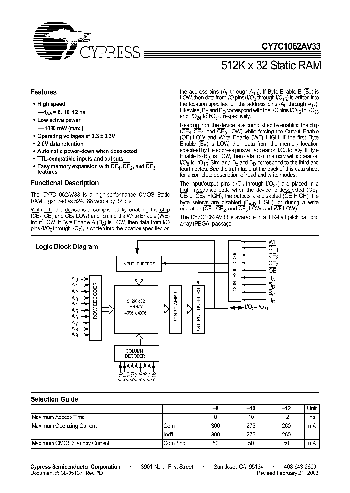CY7C1062AV33_203799.PDF Datasheet