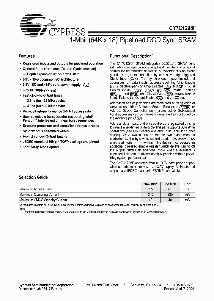 CY7C1298F_236918.PDF Datasheet