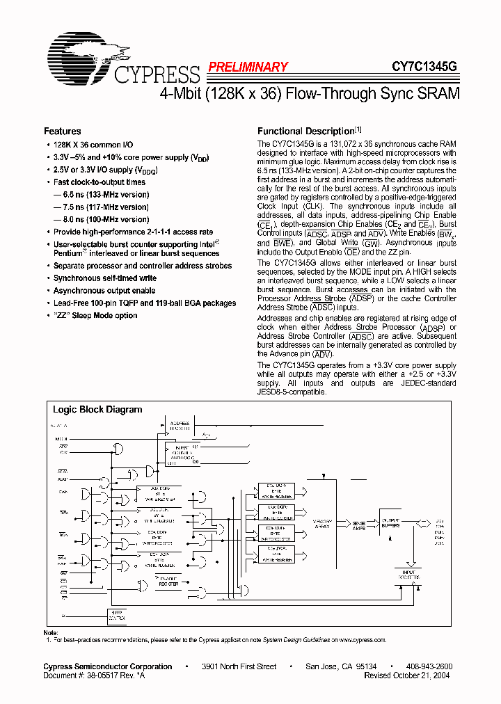 CY7C1345G_298199.PDF Datasheet