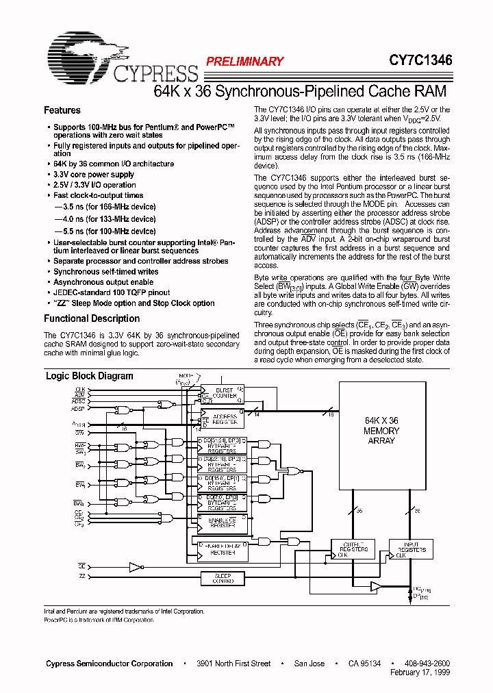 CY7C1346_290857.PDF Datasheet