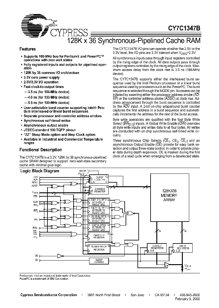 CY7C1347B_286100.PDF Datasheet