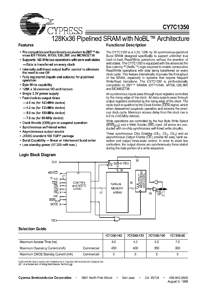 CY7C1350_288710.PDF Datasheet