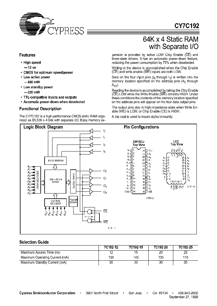 CY7C192_204115.PDF Datasheet
