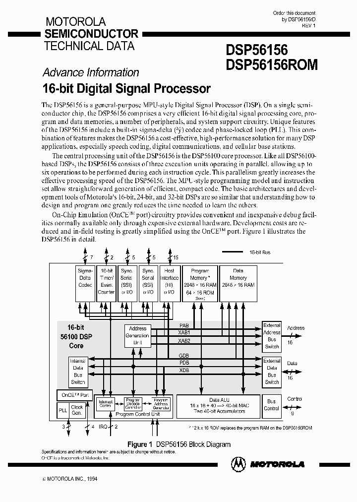 DSP56156ROM_290846.PDF Datasheet