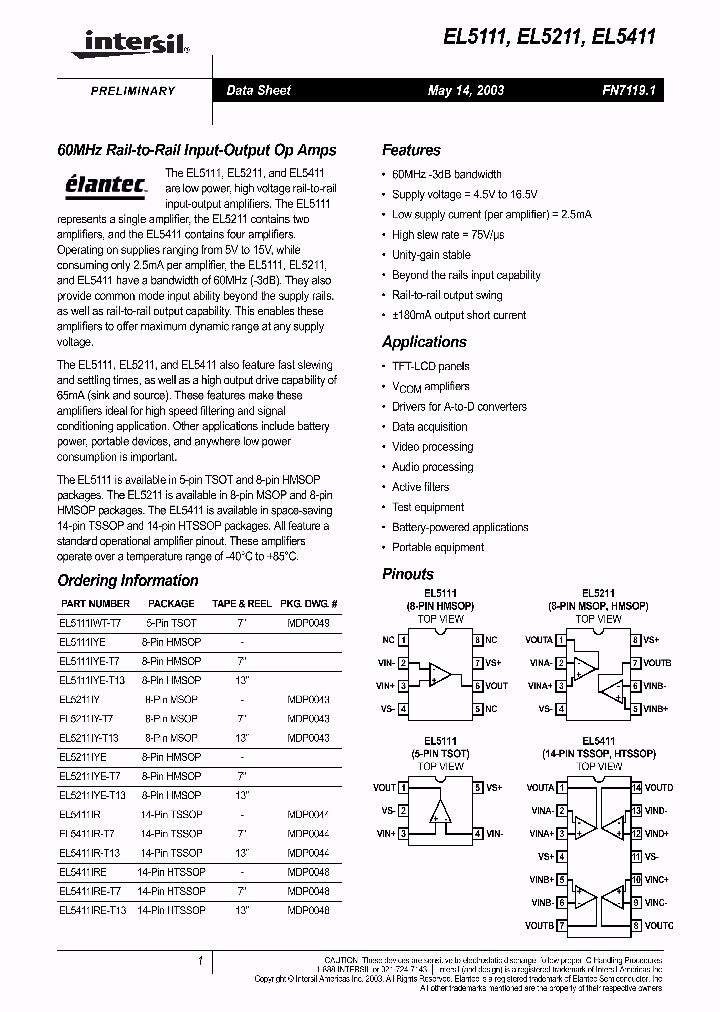 EL5111EL5211EL5411_277677.PDF Datasheet