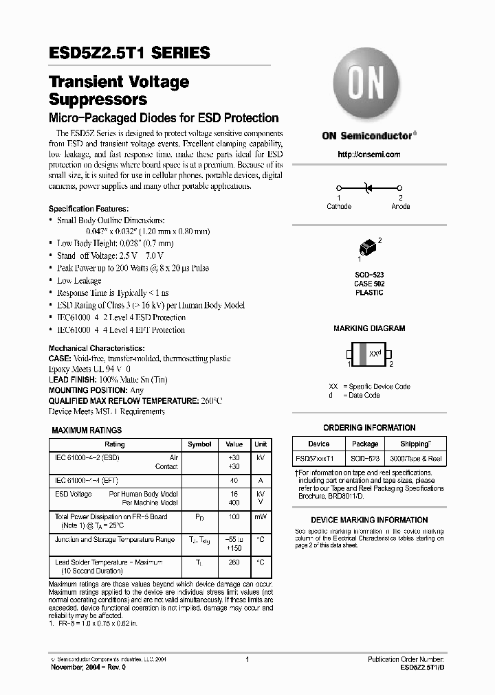 ESD5Z50T1_267391.PDF Datasheet