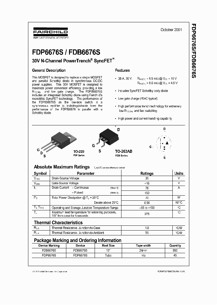 FDB6676S_261909.PDF Datasheet