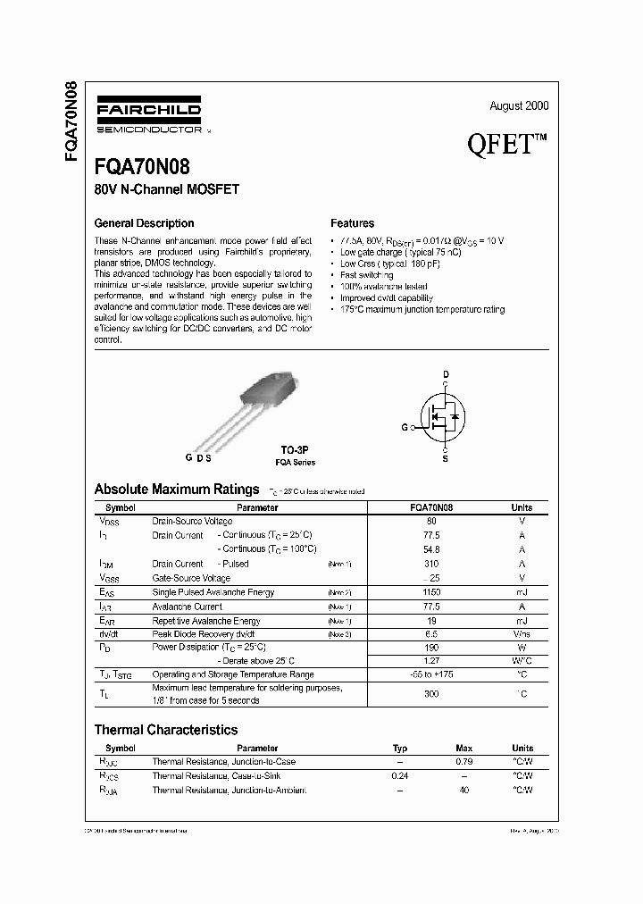FQA70N08_301013.PDF Datasheet