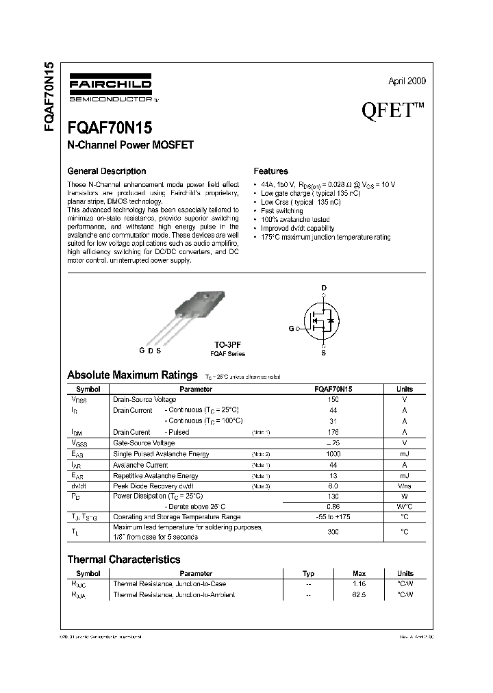 FQAF70N15_303960.PDF Datasheet