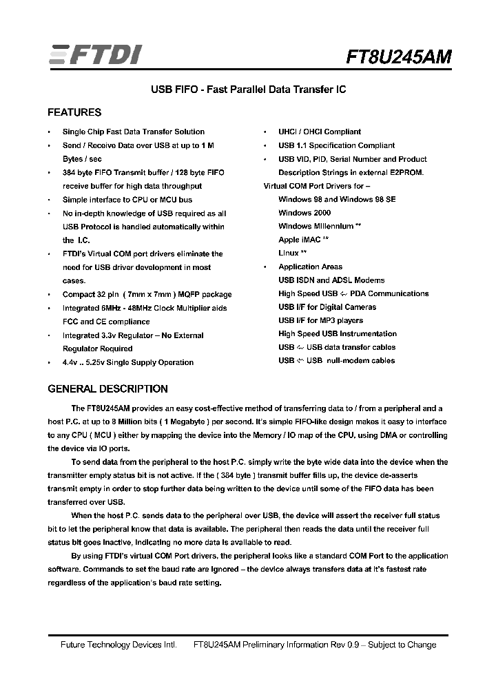 FT8U245AM_270267.PDF Datasheet