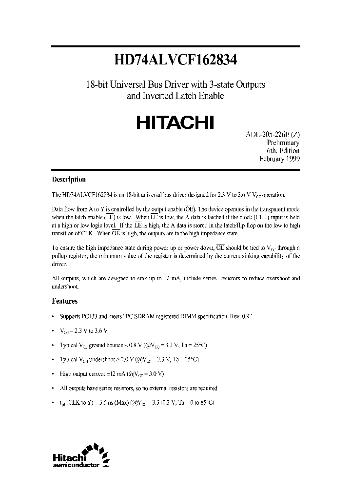 HD74ALVCF162834_293951.PDF Datasheet