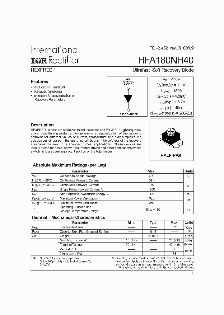 HFA180NH40_285585.PDF Datasheet
