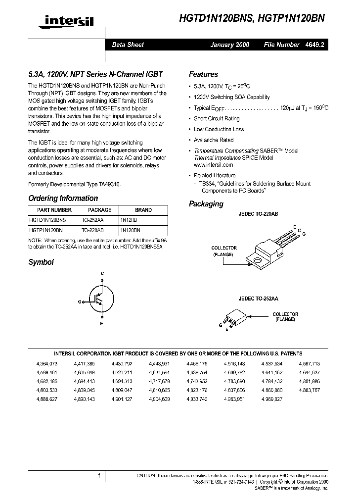HGTD1N120BNS_271725.PDF Datasheet