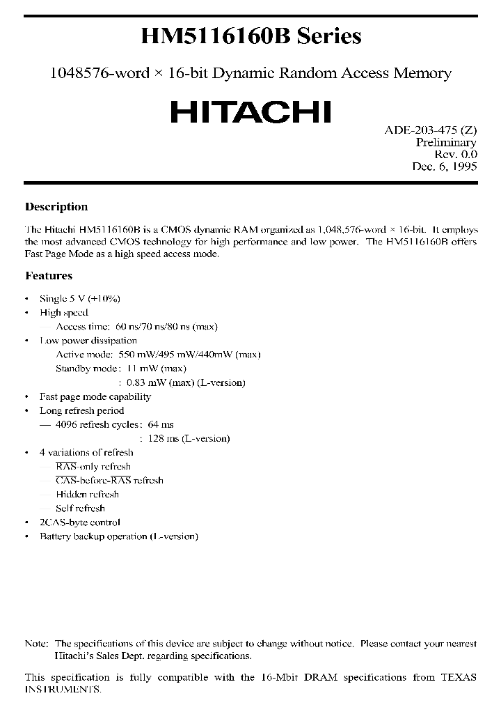 HM5116160BSERIES_224520.PDF Datasheet
