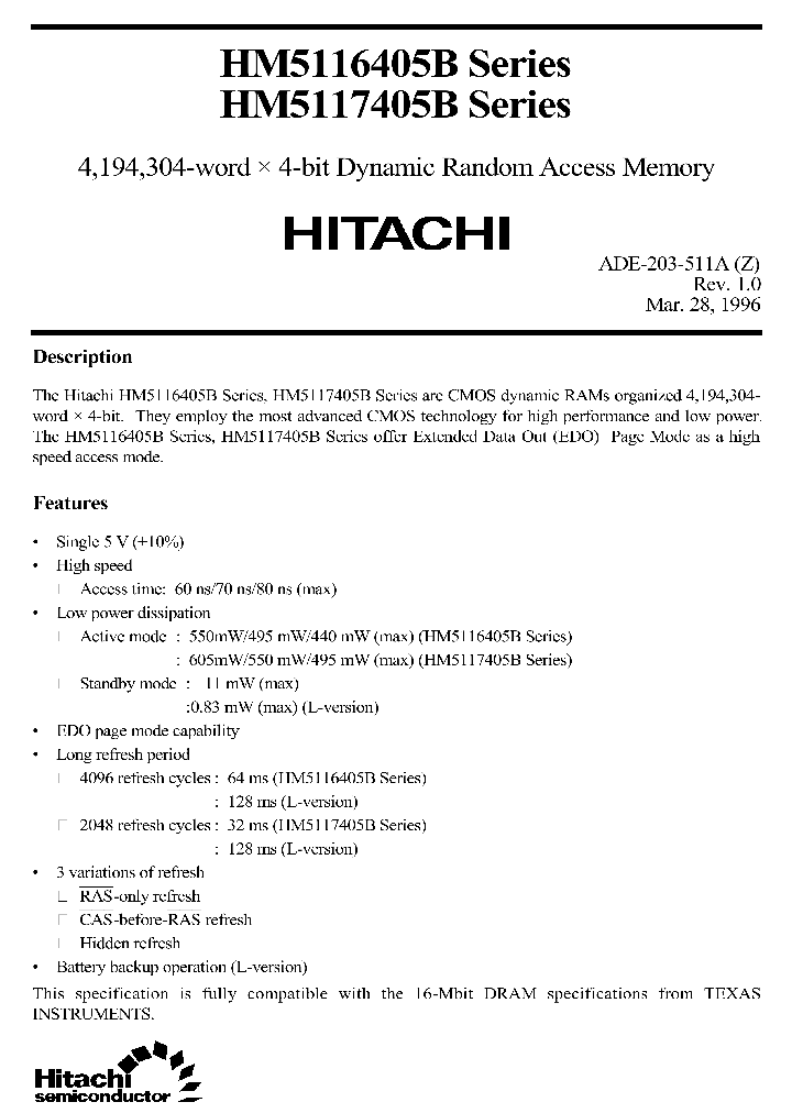 HM5116405BSERIES_284107.PDF Datasheet
