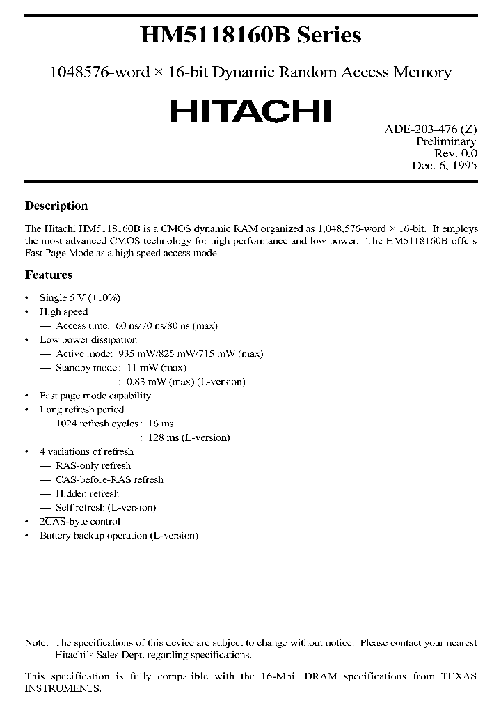 HM5118160BSERIES_208582.PDF Datasheet