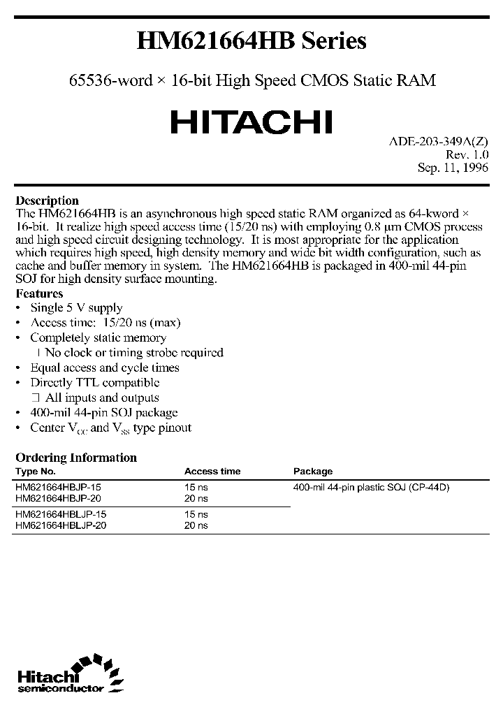 HM621664HBSERIES_292372.PDF Datasheet