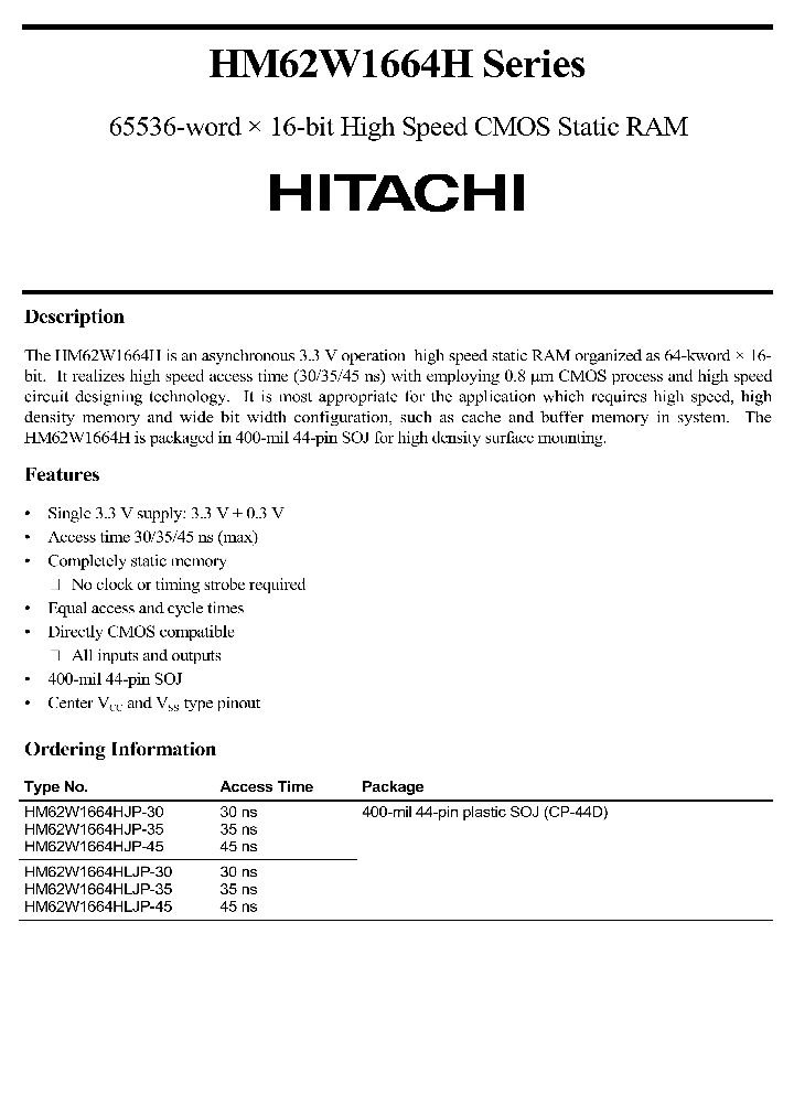 HM62W1664HSERIES_292369.PDF Datasheet