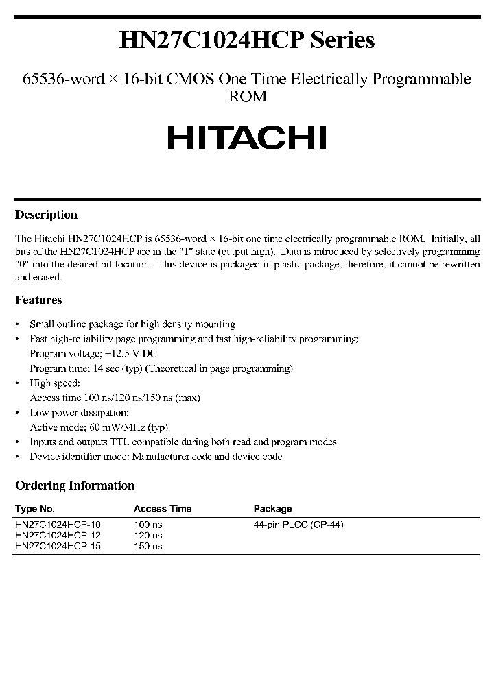HN27C1024HCPSERIES_210681.PDF Datasheet