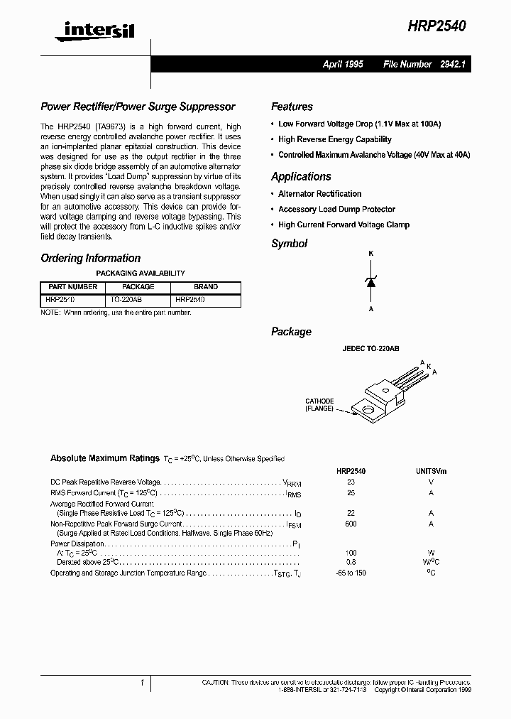 HRP2540_294932.PDF Datasheet