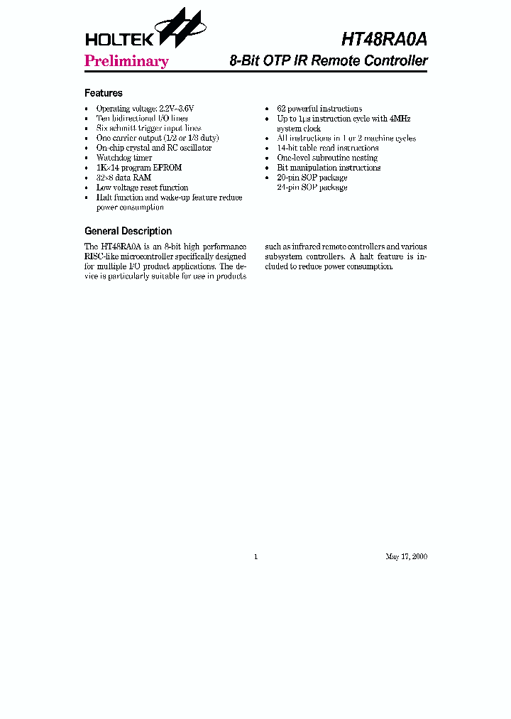 HT48RA0A_248831.PDF Datasheet