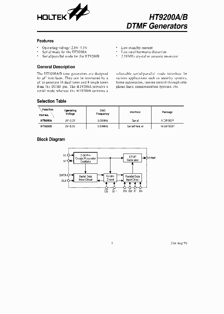HT9200_9622.PDF Datasheet