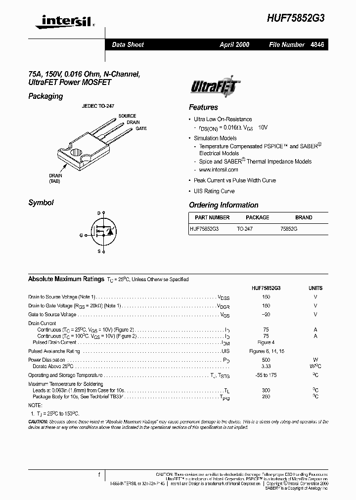 HUF75852G3_295951.PDF Datasheet