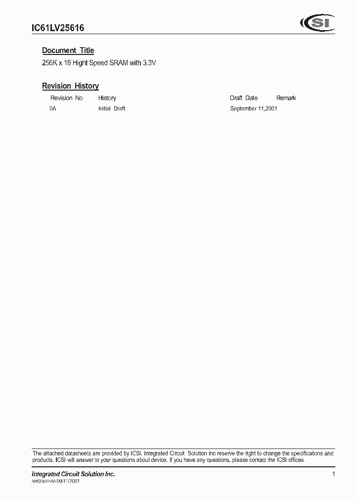 IC61LV25616_268100.PDF Datasheet