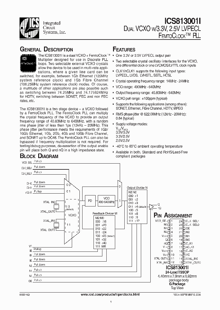 ICS813001I_272916.PDF Datasheet