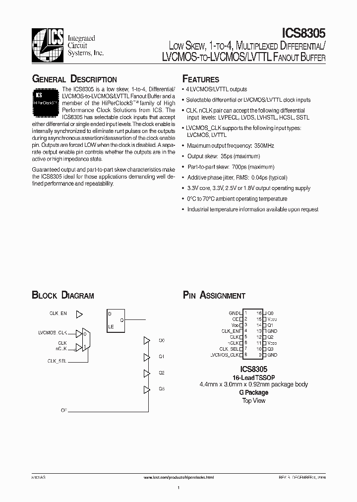 ICS8305_298001.PDF Datasheet