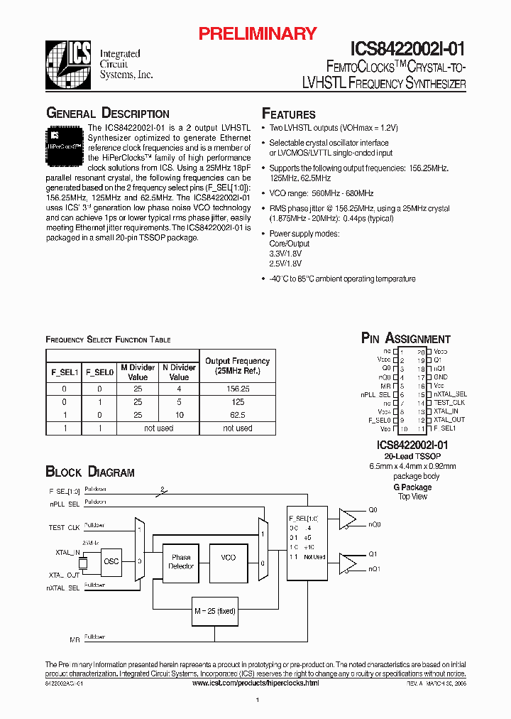 ICS8422002I-01_275450.PDF Datasheet