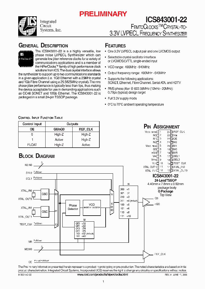ICS843001-22_277887.PDF Datasheet