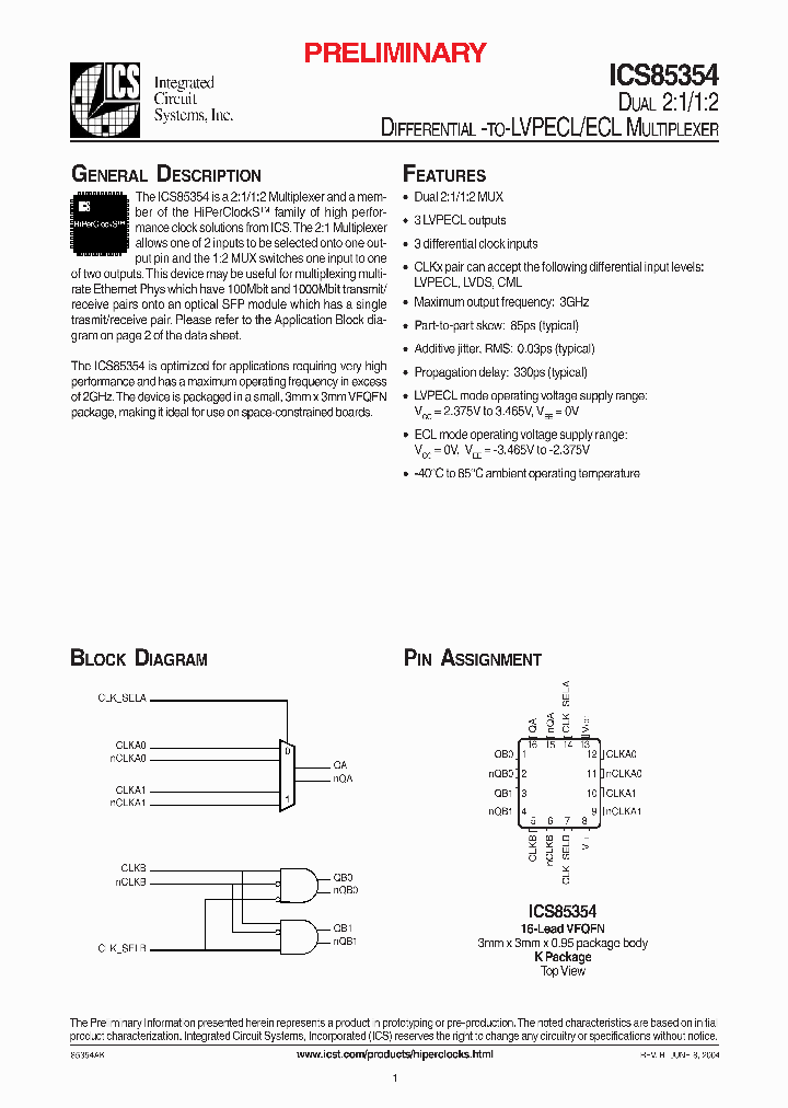 ICS85354_304768.PDF Datasheet