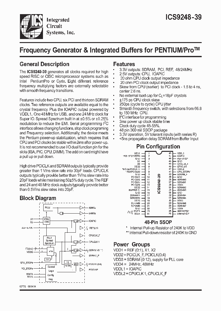 ICS9248-39_278165.PDF Datasheet