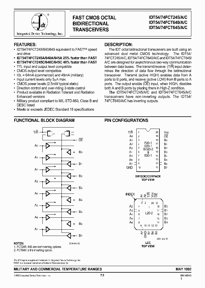 IDT54FCT245_262889.PDF Datasheet