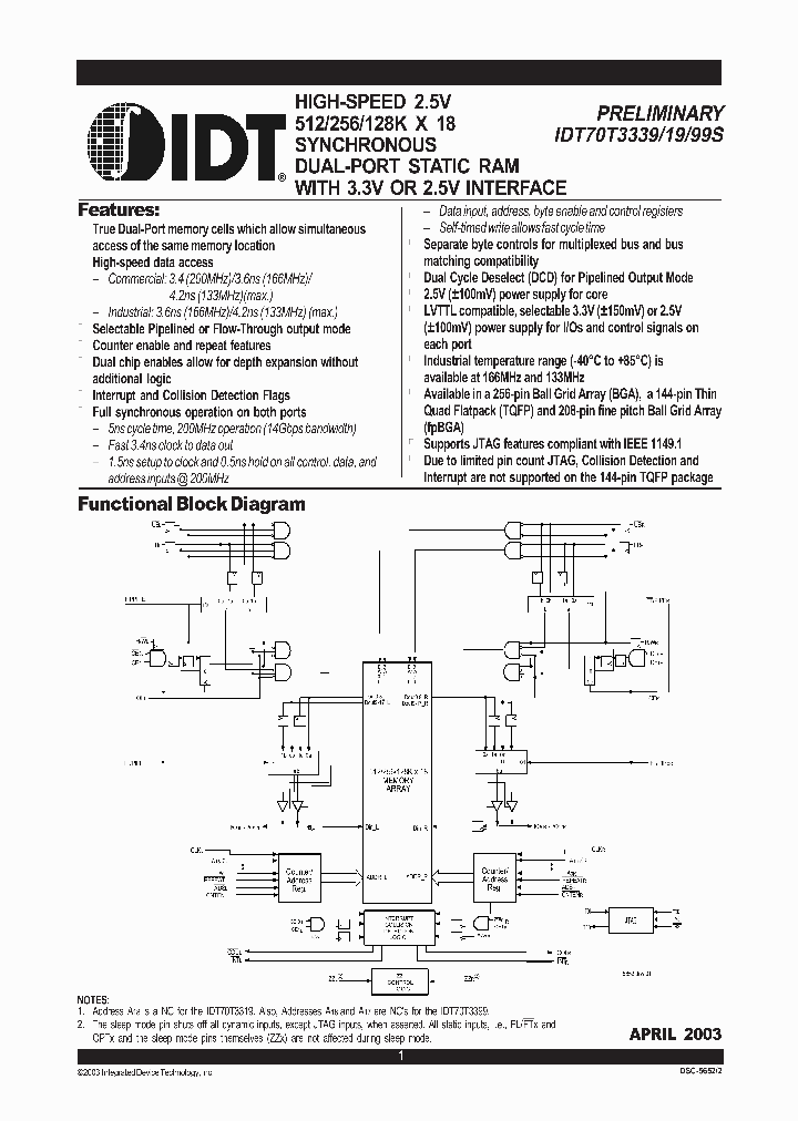IDT70T3339S_291209.PDF Datasheet