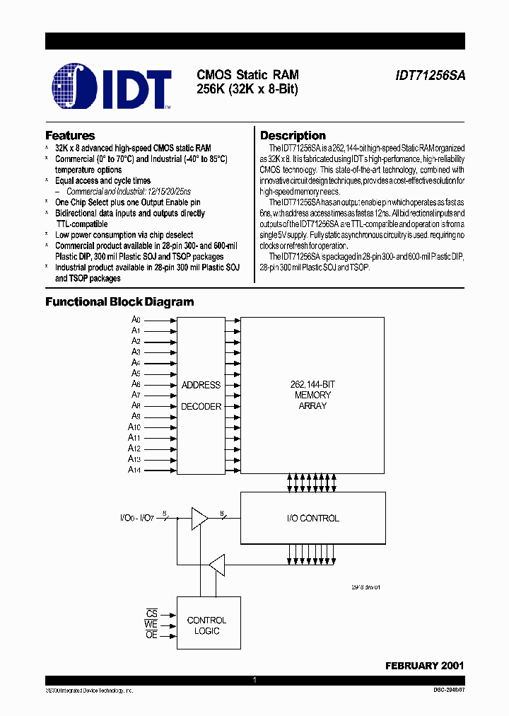 IDT71256SA_284152.PDF Datasheet