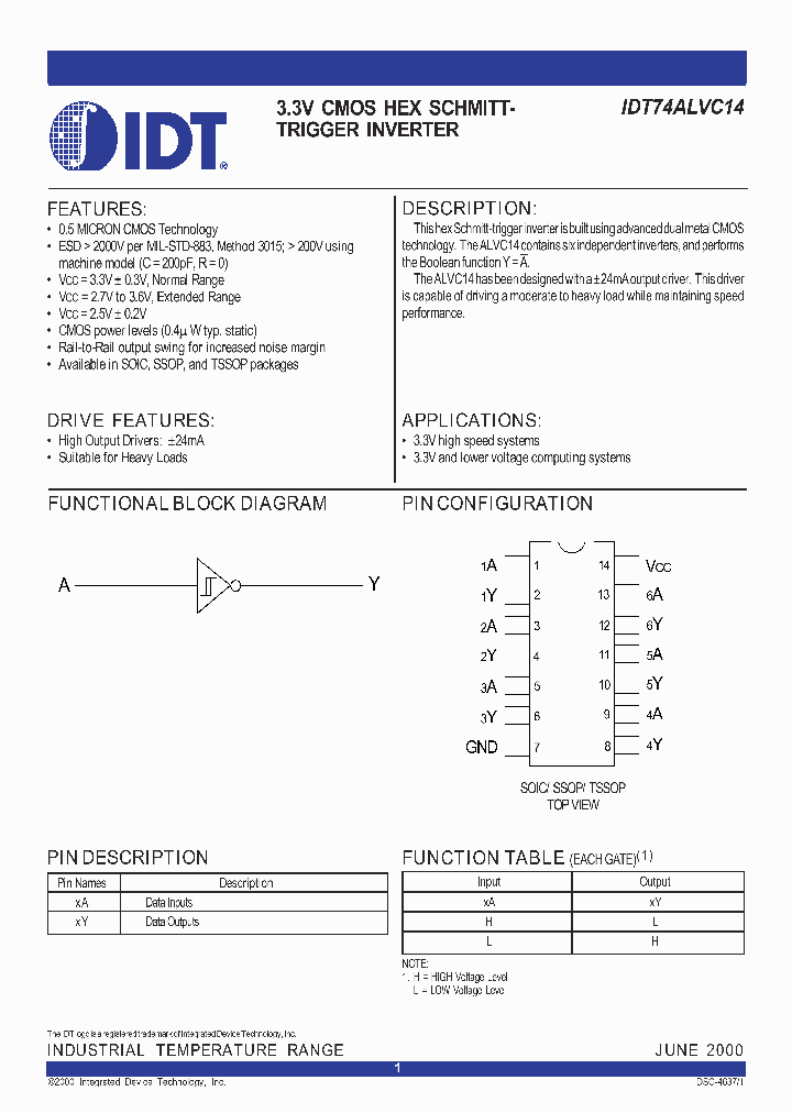 IDT74ALVC14_287793.PDF Datasheet