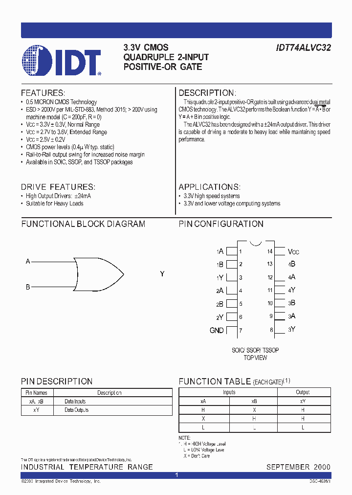 IDT74ALVC32_260480.PDF Datasheet