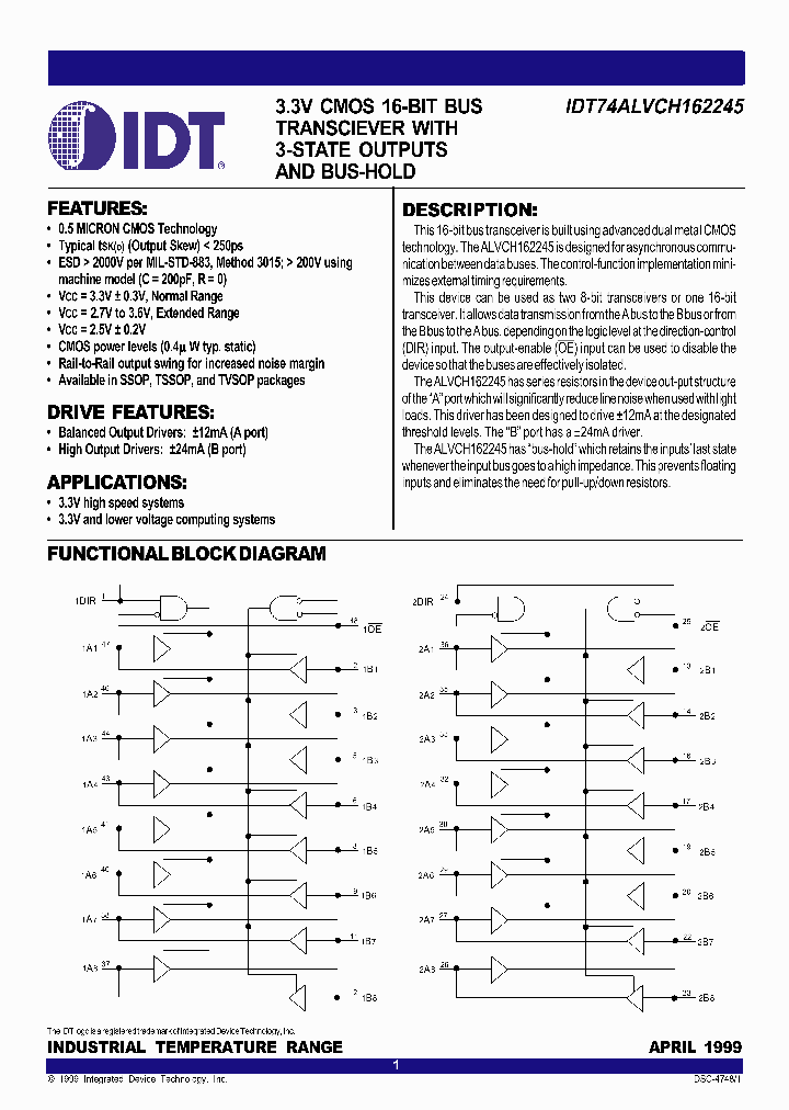 IDT74ALVCH162245_294764.PDF Datasheet