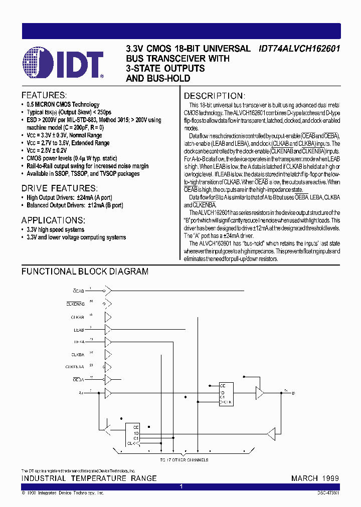IDT74ALVCH162601_288941.PDF Datasheet