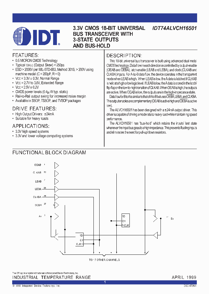 IDT74ALVCH16501_295402.PDF Datasheet