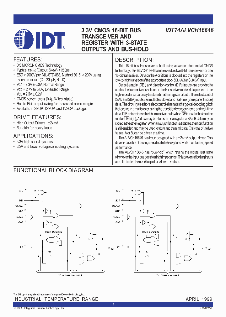 IDT74ALVCH16646_292356.PDF Datasheet