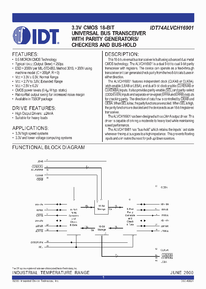 IDT74ALVCH16901_284958.PDF Datasheet