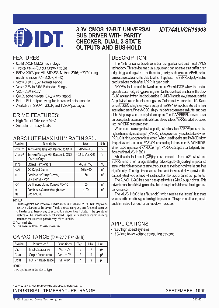 IDT74ALVCH16903_284957.PDF Datasheet