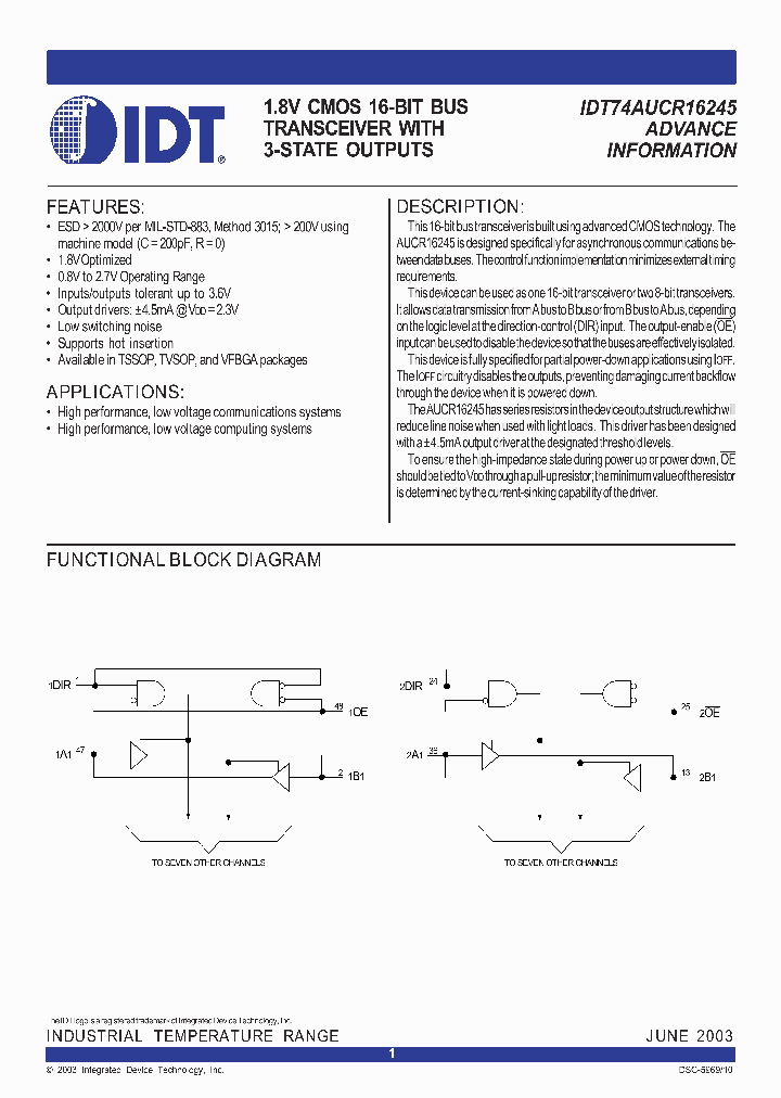 IDT74AUCR16245_283264.PDF Datasheet