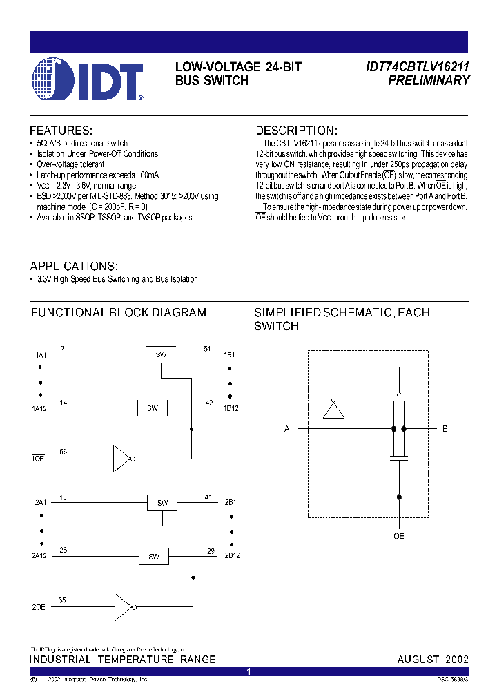 IDT74CBTLV16211_288629.PDF Datasheet