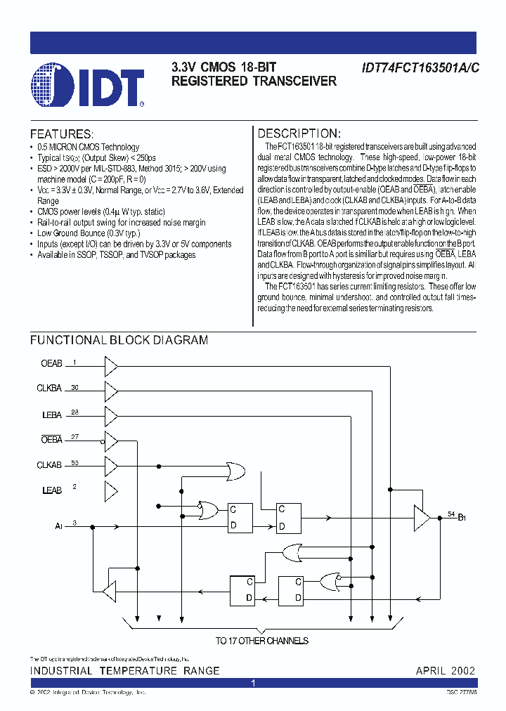 IDT74FCT163501C_294011.PDF Datasheet